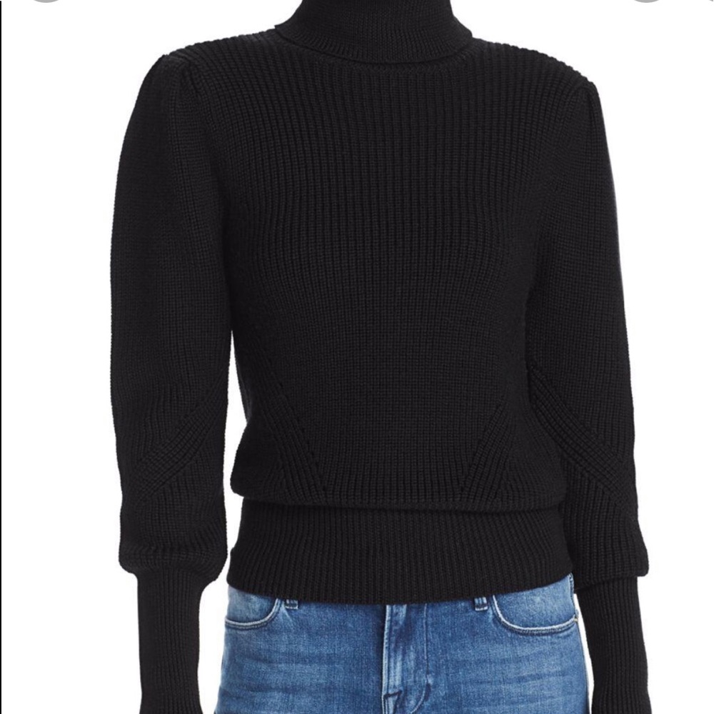 Frame Denim Black Ribbed Turtleneck Sweater